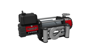 t-max muscle winch black and red on white background with hook