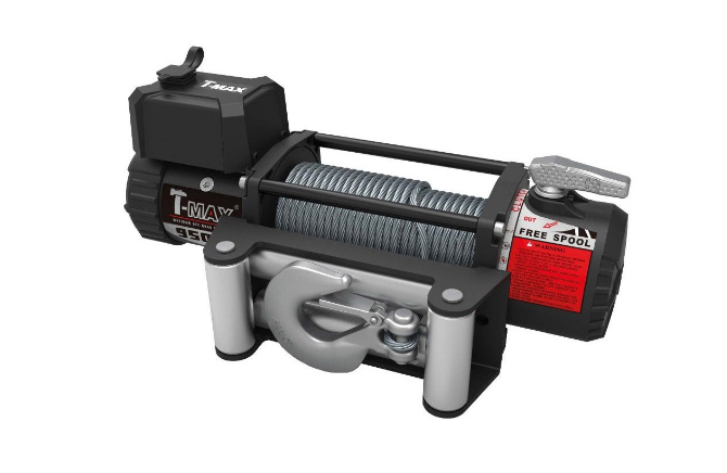 muscle t-max winch black and red on white background top view