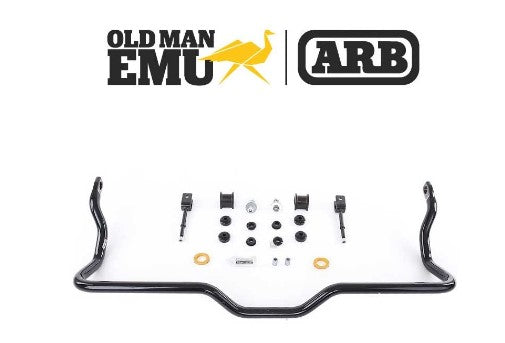 Black stabilizer bar with components from Old Man Emu