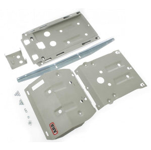 3 ARB steel shields on white background with holes on all plates