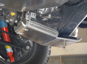 aluminium rear axle armour fixed under an offroad vehicle
