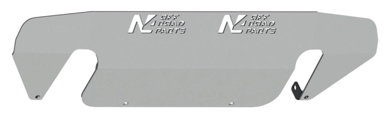 aluminium protective ski with two N4 offroad logos on a white background