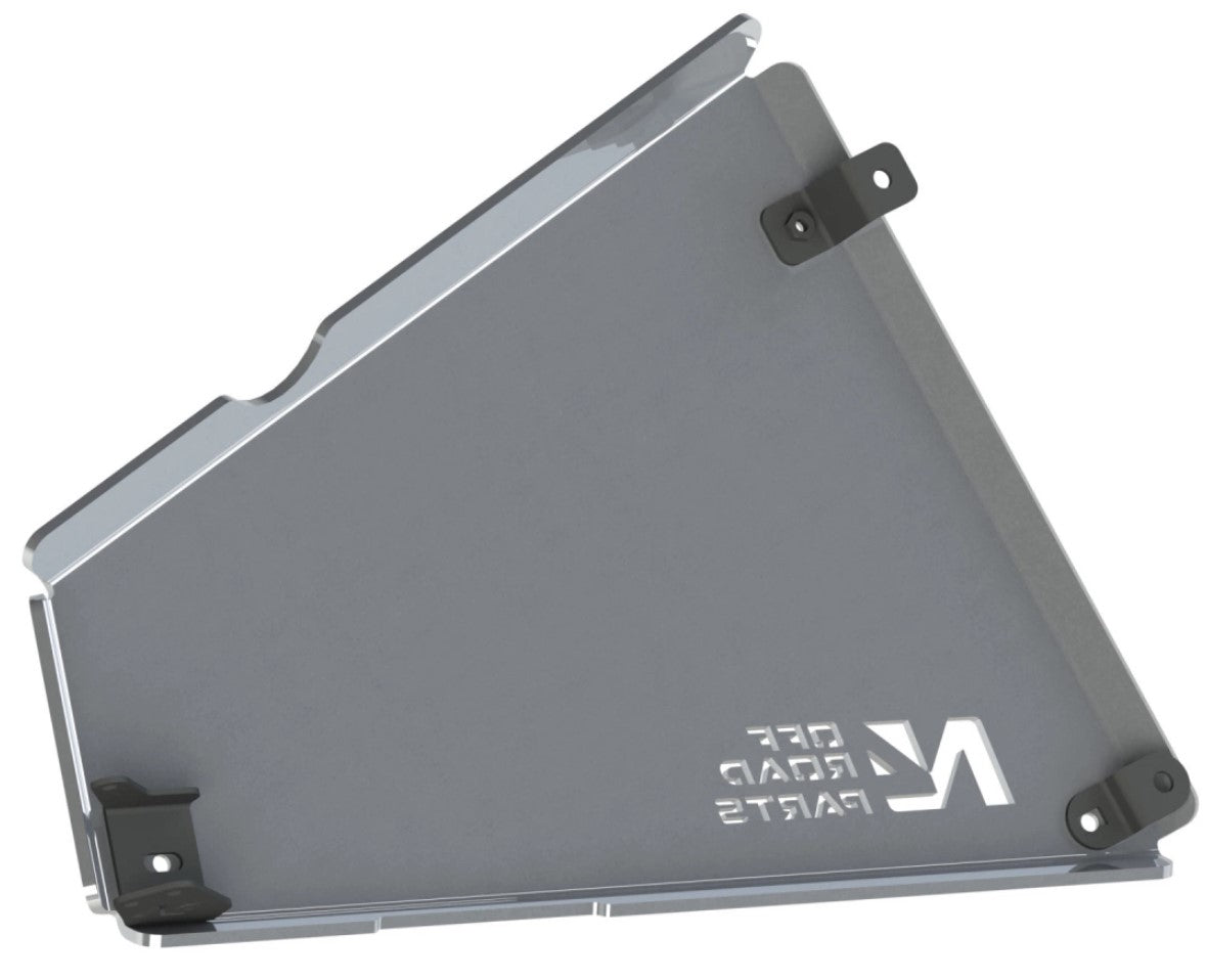 bottom view N4 offroad aluminium skid plate in deformed rectangular shape