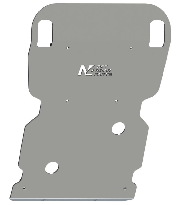 3D view of an aluminum protection ski presented on a white background at height