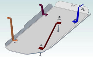 3D view of an aluminum guard with colored fasteners