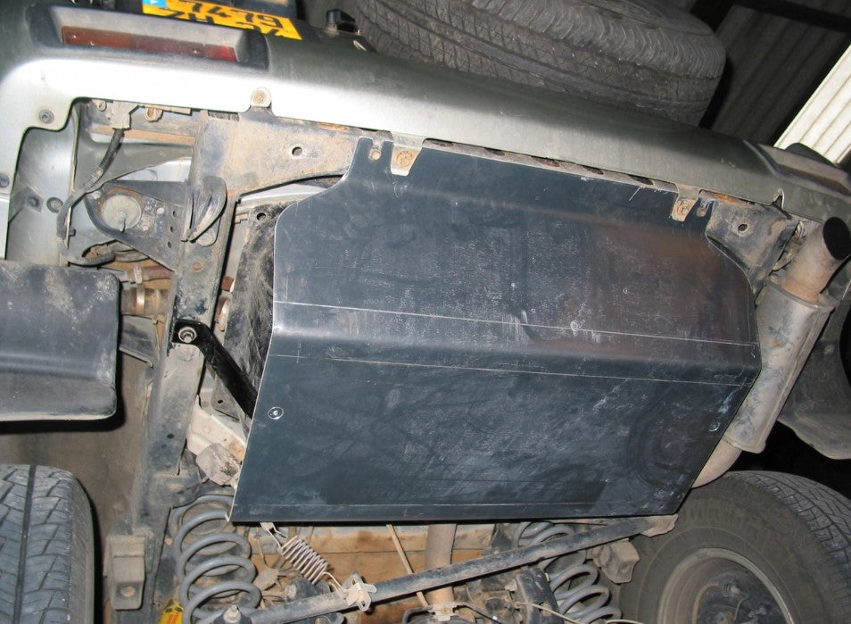 aluminium plate attached to the underside of a vehicle for protection