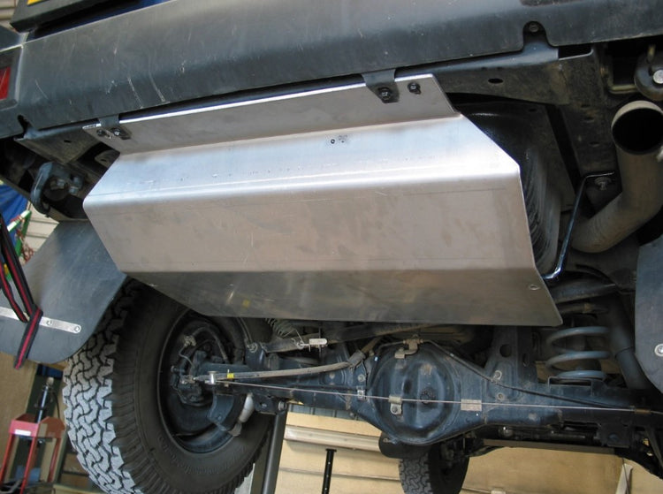 aluminium engine guard mounted under the vehicle