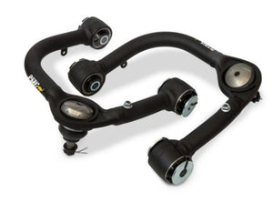 two black OME control arms on a white background