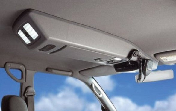roof console in a vehicle with a big blue sky outside