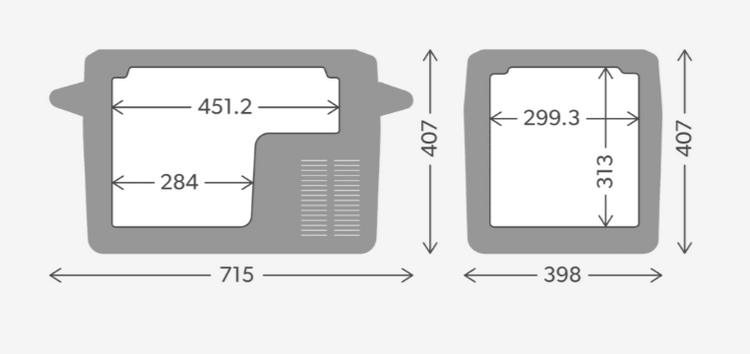 dimensions of a 715 cm long 4X4 refrigerator