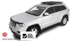 White Jeep Grand Cherokee WK2 with black roof rack rhinorack