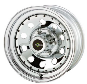 GOSS chrome rim with round holes on white background