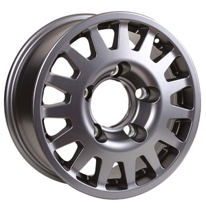 gray aluminum rim on white background with many spokes