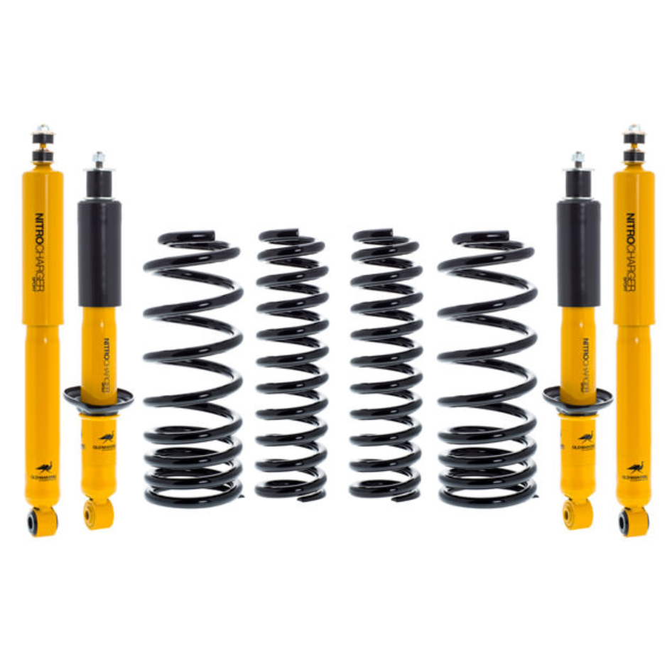 old man emu yellow and black suspension kit with 4 shocks