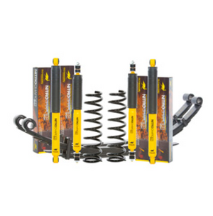 OME suspension kit leaf springs and shock absorbers stored in line