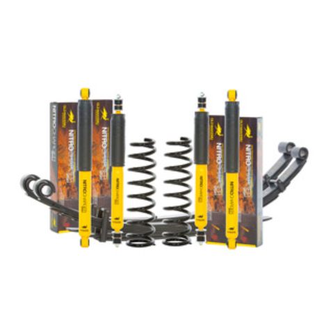 suspension kit for leaf springs and shock absorbers