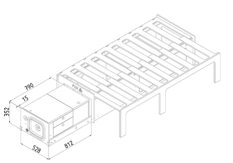 FLV drawer dimensioned drawing VAN