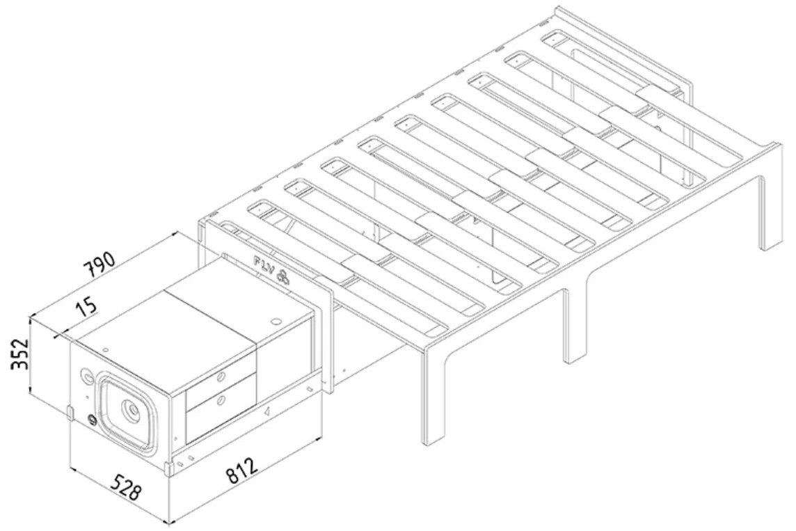 diagram with FLV drawer dimensions VAN