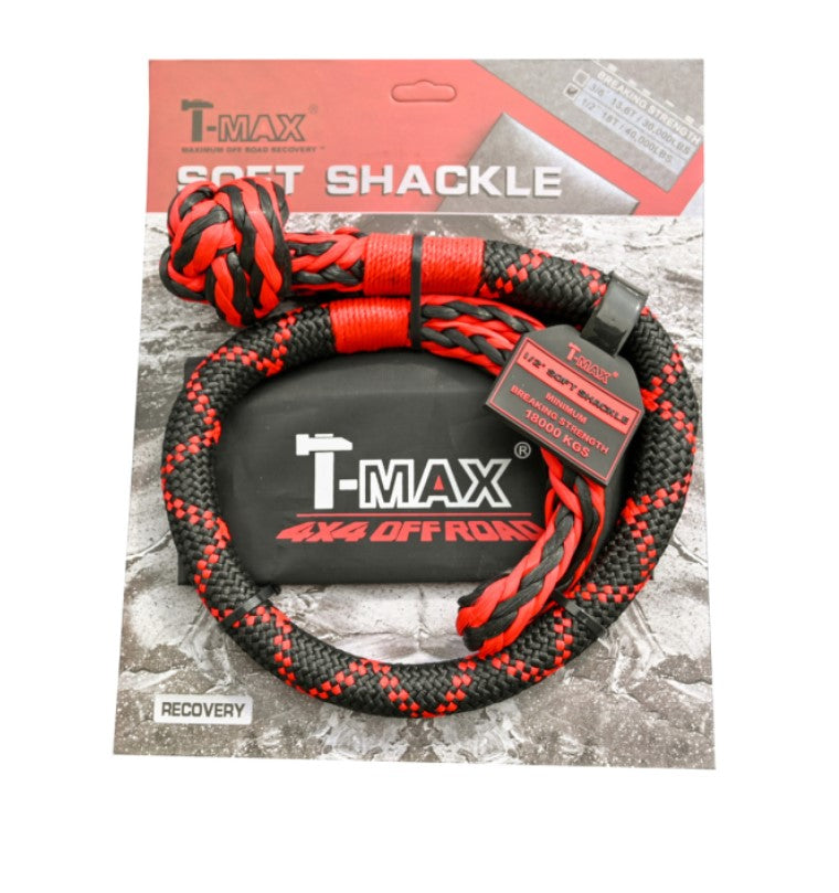 T-Max red and black soft shackle for 4x4 traction