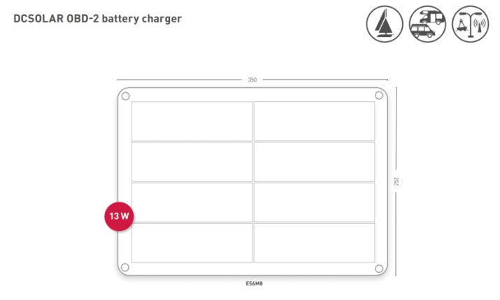 13W black and white solar panel drawing