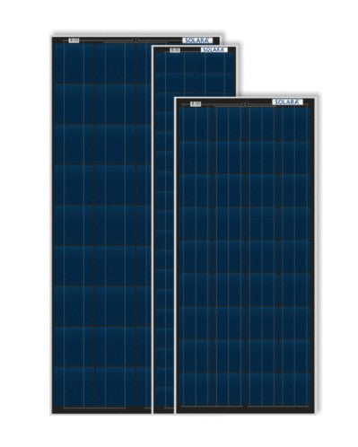 Blue solar panel in 3 different versions on white background