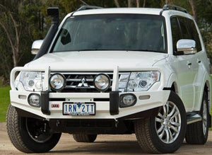 Mitsubishi Pajero white with ARB steel bumper