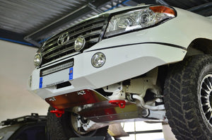 front of a toyota land cruiser 200 on deck with bumper and armouring