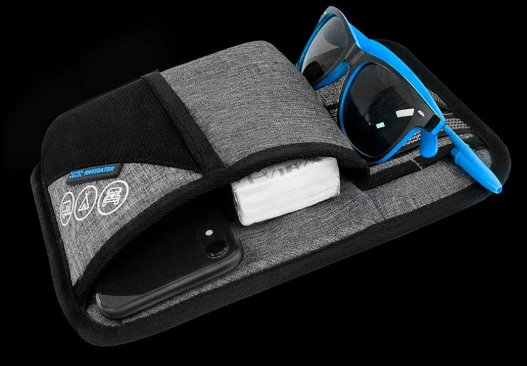 storage pocket navigator full with glasses and phone