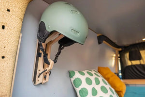 helmet hanging on the wall of a VAN