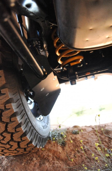 view from under a vehicle with shock absorber protection