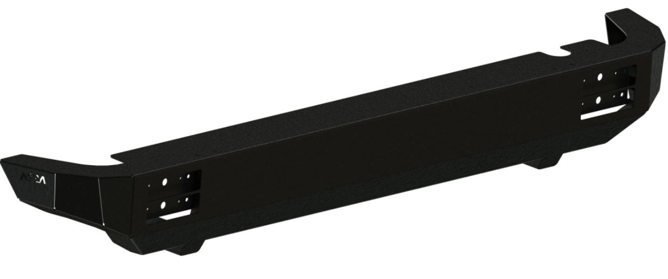 3D black steel bumper shown from 3/4 on white background