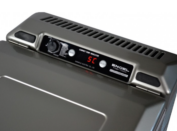 digital display of an engel refrigerator with temperature control wheel