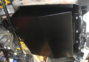 black tank bolted to the underside of a vehicle