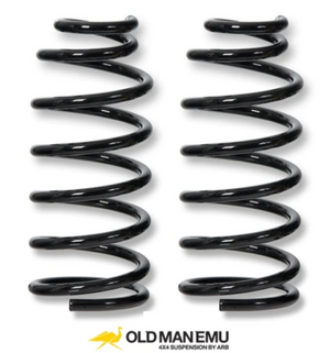 two black OME coil springs on a white background