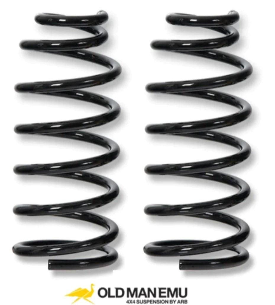 Pair of black ome springs with yellow logo
