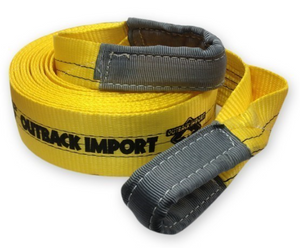 yellow outback import webbing wrapped on a white background