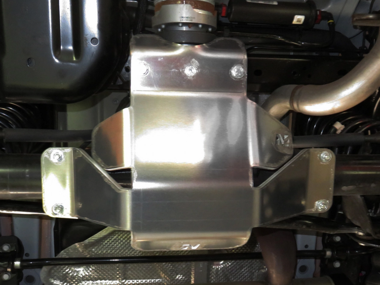 Y-shaped aluminum skid plate for mounting on a new vehicle