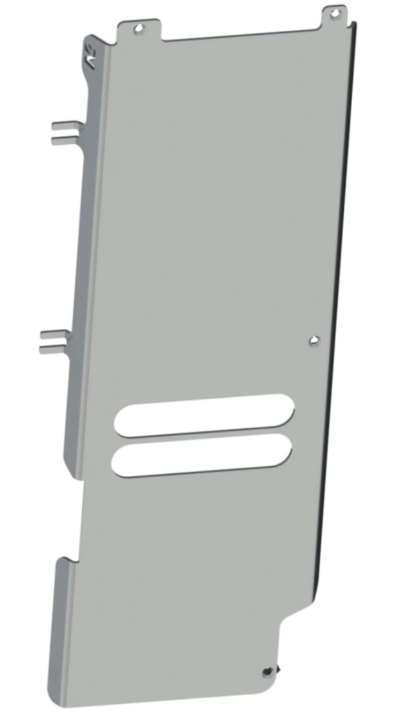 protective aluminum ski shown in height on white background