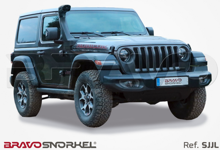 jeep wrangler JL black with a bravo snorkel