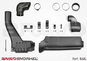 Black snorkel disassembled in exploded view Bravo brand