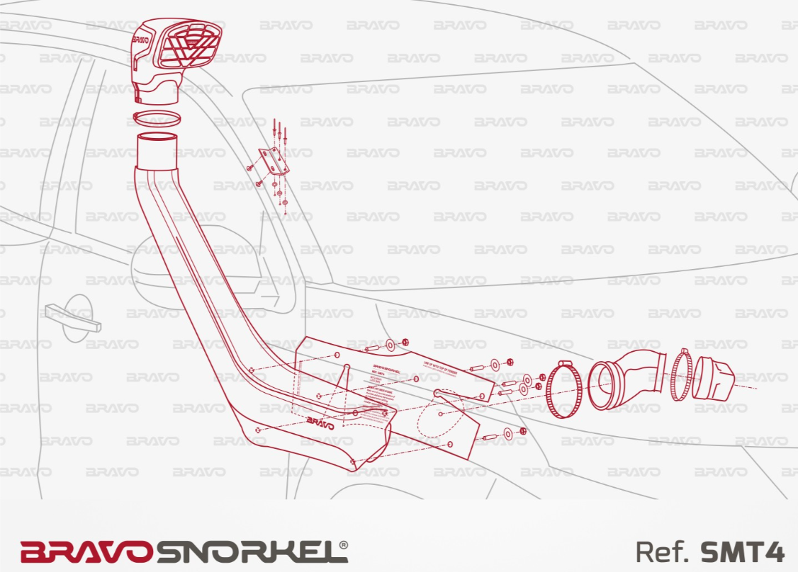 assembly plan of a red snorkel brand bravo SMT4