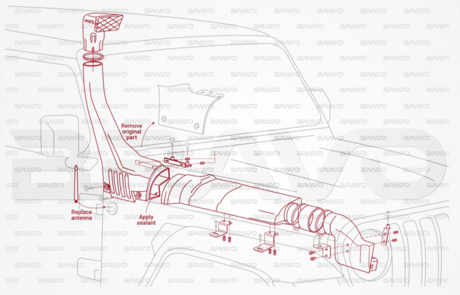 assembly plan of a red snorkel from Bravo