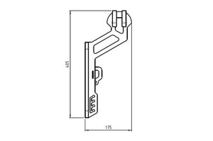 dimensioned drawing of a helmet carrier