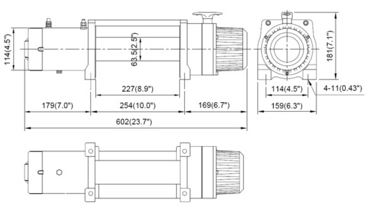 3-phase winch plan with dimensions