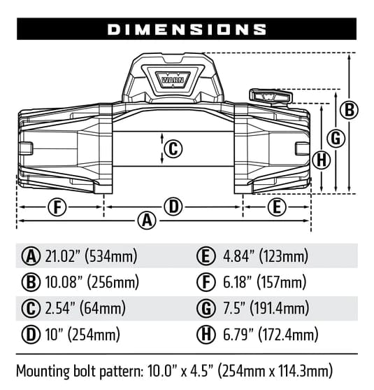 Winch WARN VR-EVO 10 - 4.5 Tons - 12V - steel