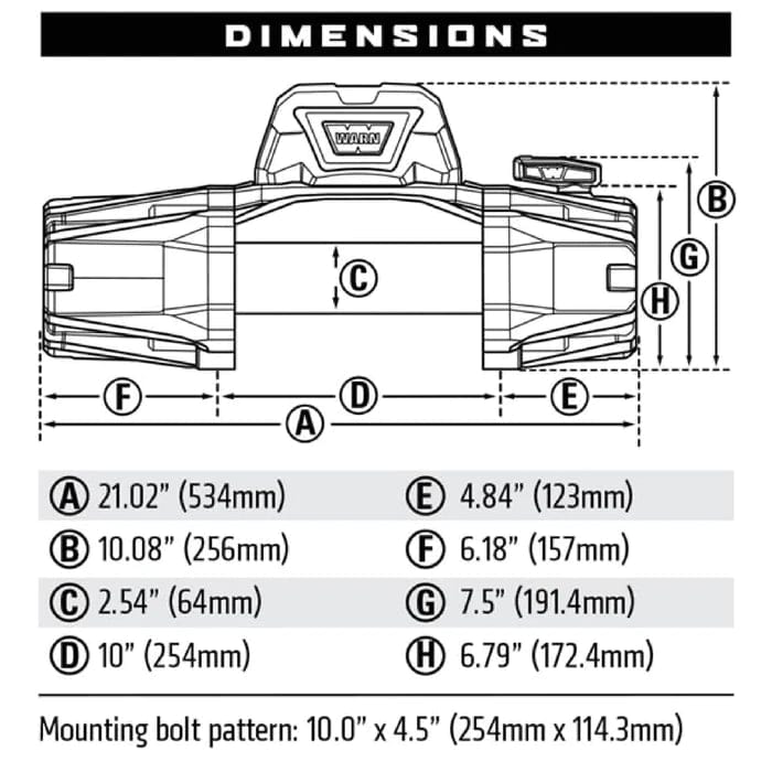 Winch WARN VR-EVO 10 S - 4.5 Tons - 12V - Synthetic