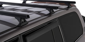 3 square roof racks on the rails of a grey 4x4