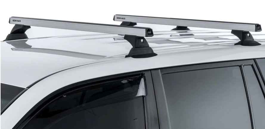 two roof racks rhinorack gray color