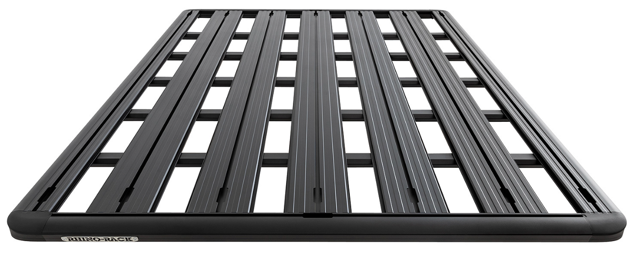 black checkered roof rack with branded slats rhinorack