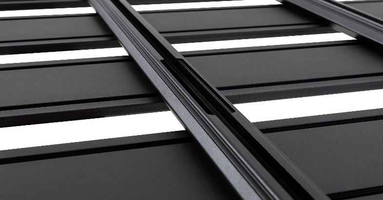 interior rail of a black roof rack